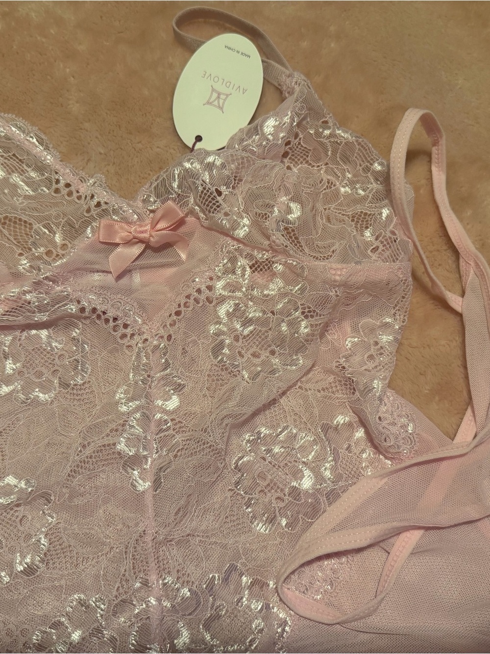 AVIDLOVE Lace Chemise Nightdress in Light Pink